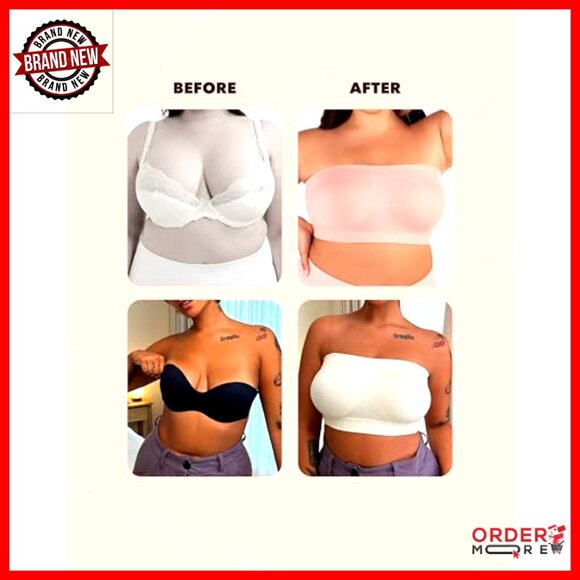 Strapless Bandeau Bra Push Up Support Wire Free Comfortable Everyday Wear - Picture 5 of 7